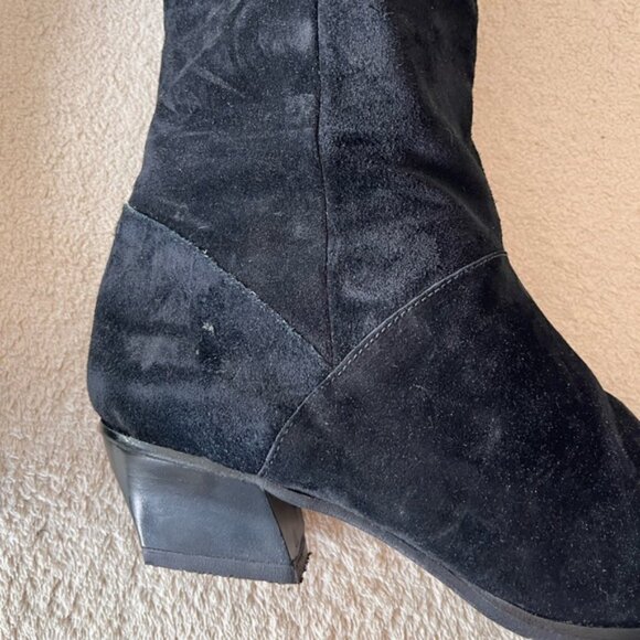 Vintage Black Suede Over-the-Knee Boots 8 - Picture 6 of 6